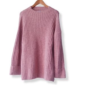 OLD NAVY Pink Ribbed Knit Wool Blend Pullover Sweater